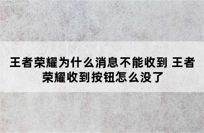 王者荣耀为什么消息不能收到 王者荣耀收到按钮怎么没了